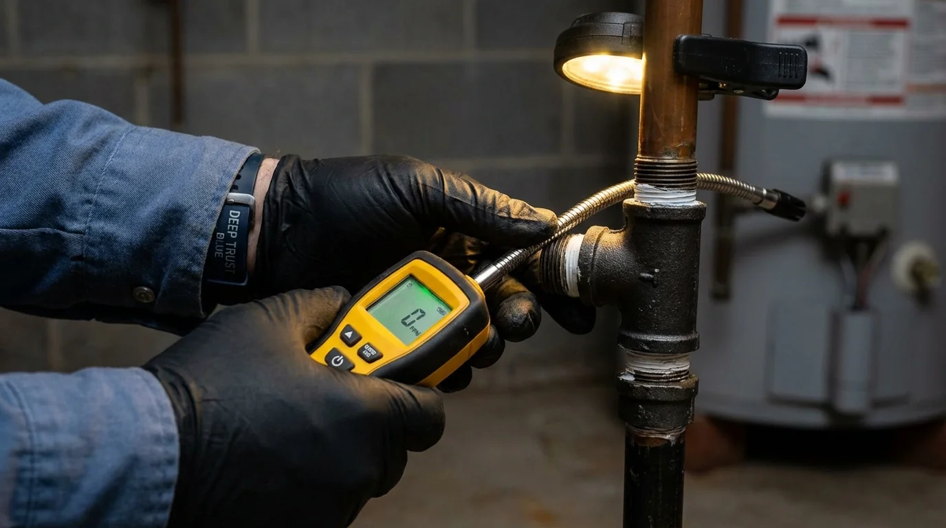 Gas leak detection with electronic sniffer by Johns Plumbing LLC in Trenton
